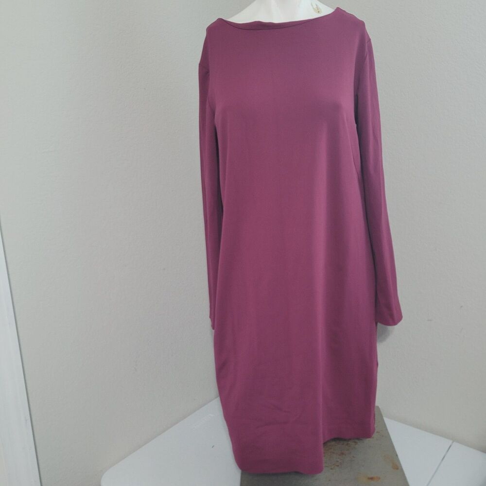 Cynthia Rowley size 8 Dress boat neck stretch zipper longsleeve shift